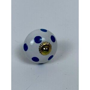 Brand New Porcelain Decorative Drawer Cabinet Knob White Blue Goldtone Hardware